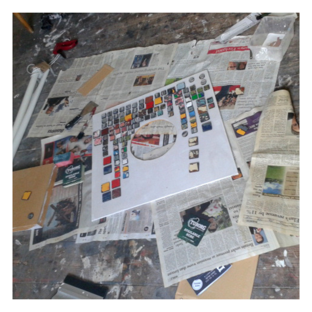 Inside Art Studio Art Materials Scattered on the floor with canvas and plaster fragments