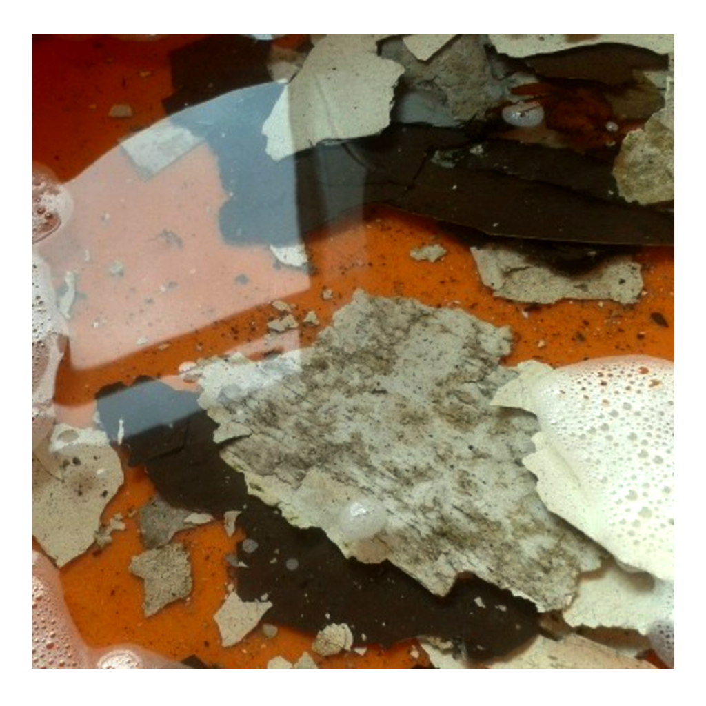 cleaning bits of paint and plaster