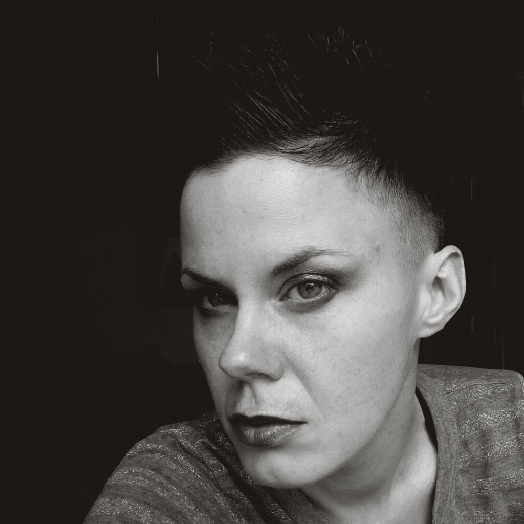 Black and white potrait of Ewa Fornal, visual artist and writer
